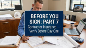 Contractor Insurance Certificate Verify before Day One Series Part 7